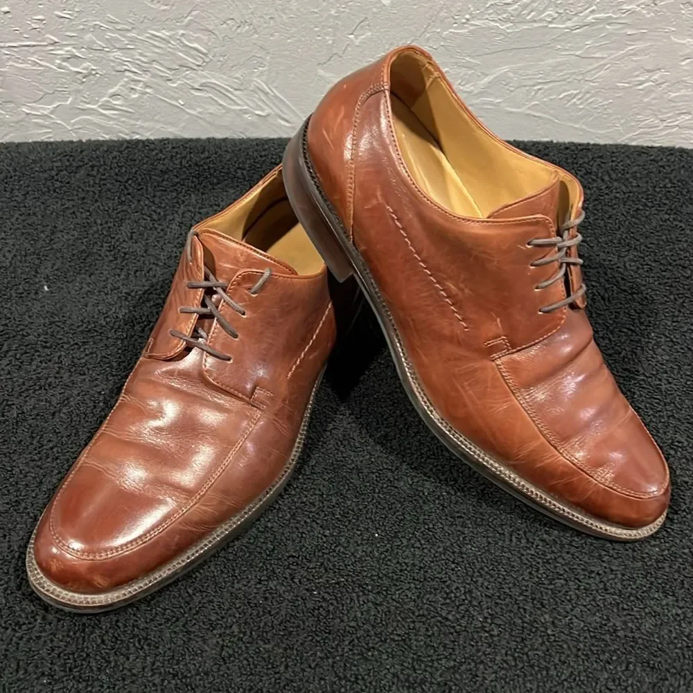 🔥🔥 JOHNSTON & MURPHY MEN'S BROWN Leather SIGNATURE SERIES Derby Dress Shoes 9M